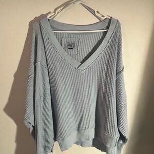 American Eagle Outfitters Light Blue V-Neck Sweater